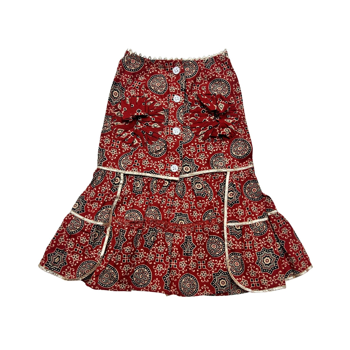MAROON AJRAKH BUTI PRINT ANARKALI FOR DOGS AND CATS