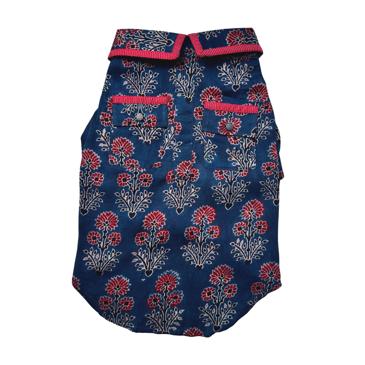 NAVY BLUE AJRAKH MODAL SILK KURTA FOR DOGS AND CATS
