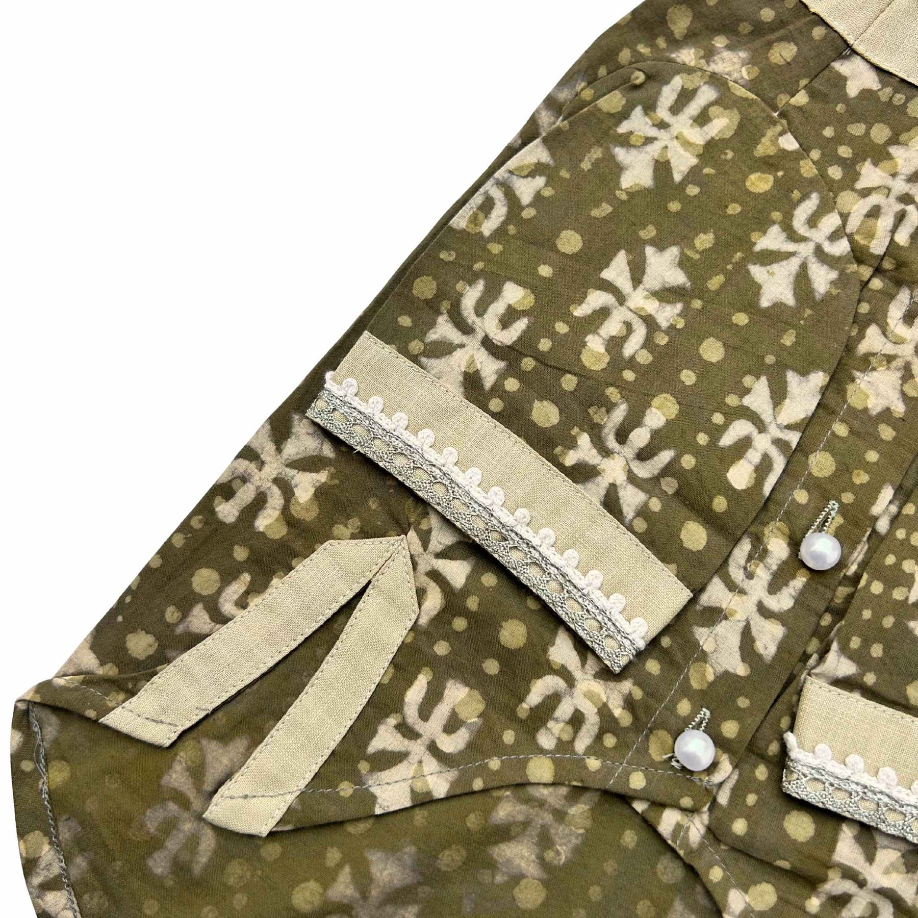 MEHENDI GREEN BATIK PRINT COTTON KURTA FOR DOGS AND CATS