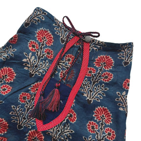 NAVY BLUE AJRAKH PRINT KEY HOLE KURTA FOR DOGS AND CATS