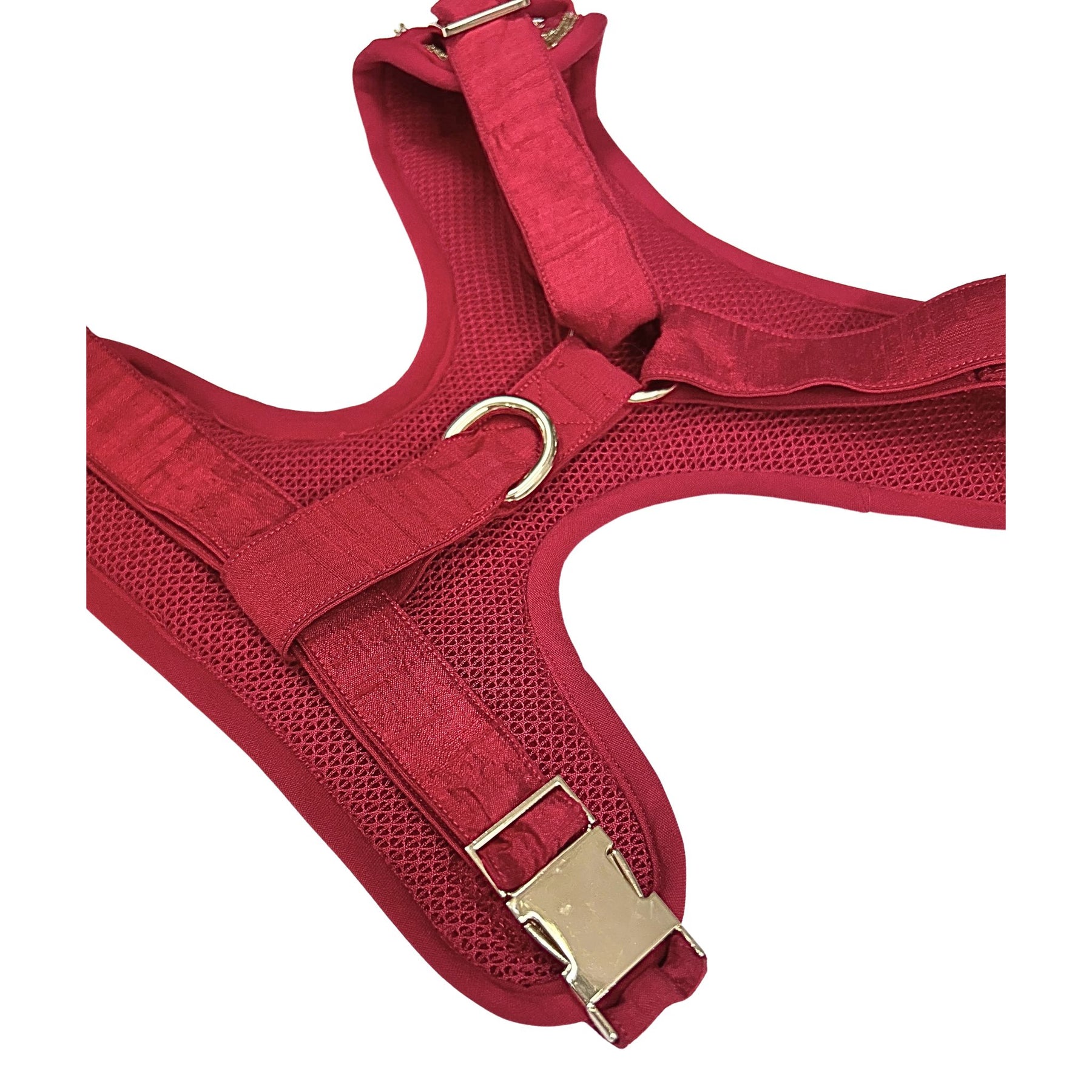 RED FLOWER LEAF HAND EMBROIDERED HARNESS + LEAF FOR DOGS AND CATS
