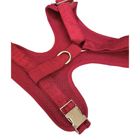 RED FLOWER LEAF HAND EMBROIDERED HARNESS + LEAF FOR DOGS AND CATS