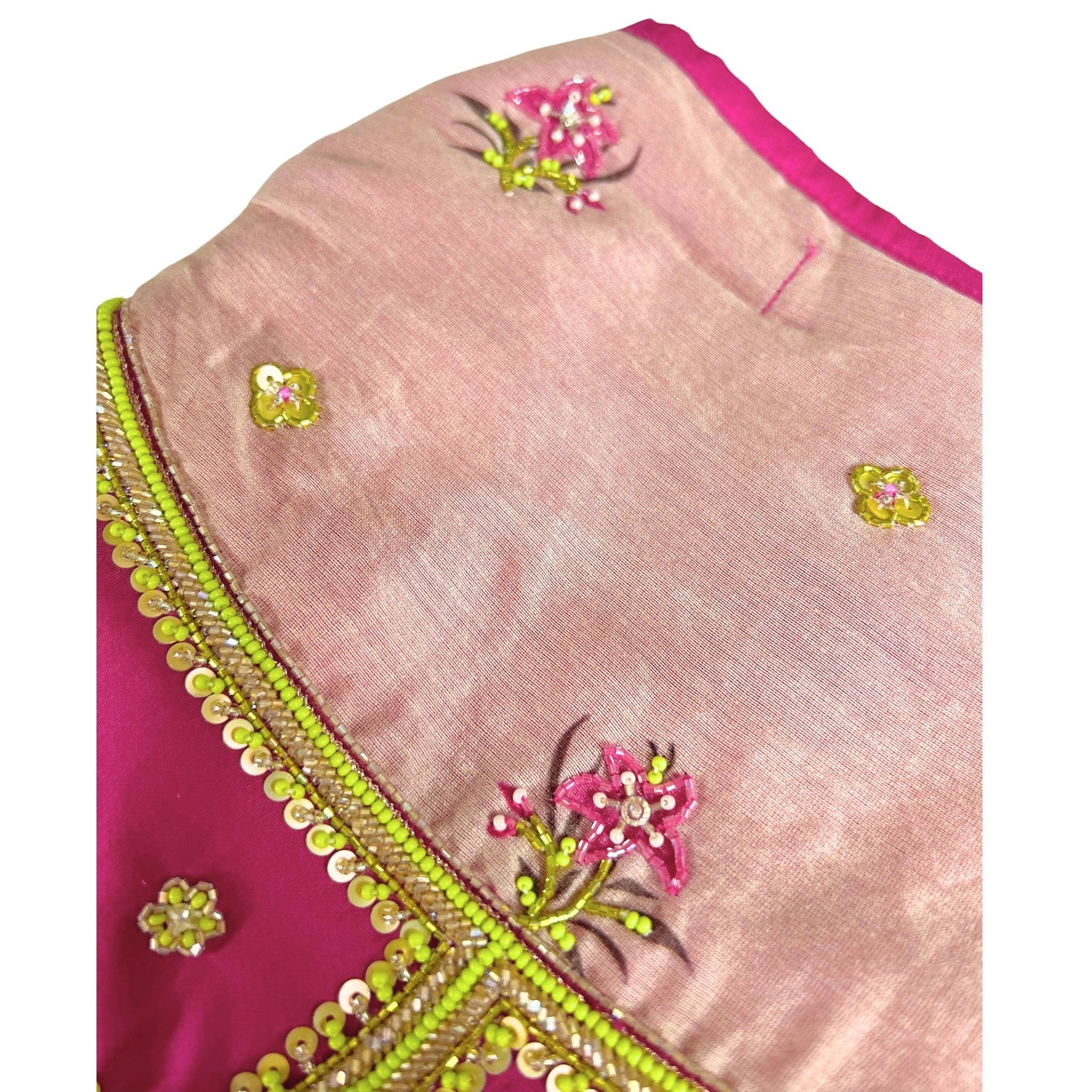 LIME GILDED PINK BLOSSOM HAND EMBROIDERED LEHENGA FOR DOGS AND CATS