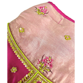 LIME GILDED PINK BLOSSOM HAND EMBROIDERED LEHENGA FOR DOGS AND CATS