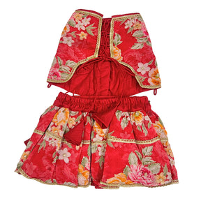 RED FLORAL ZARI LEHENGA FOR DOGS AND CATS