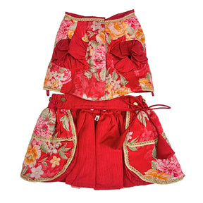 RED FLORAL ZARI LEHENGA FOR DOGS AND CATS