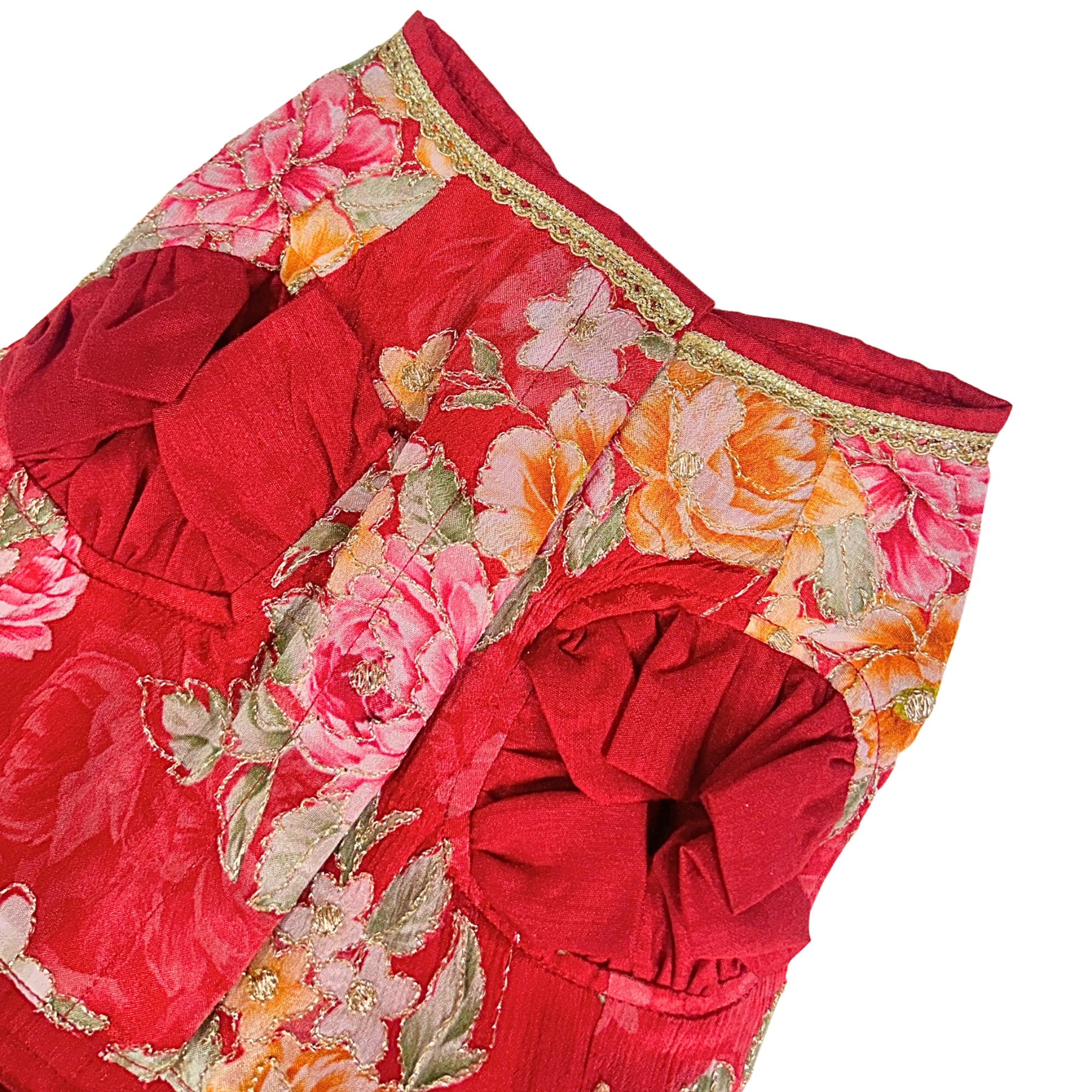 RED FLORAL ZARI LEHENGA FOR DOGS AND CATS