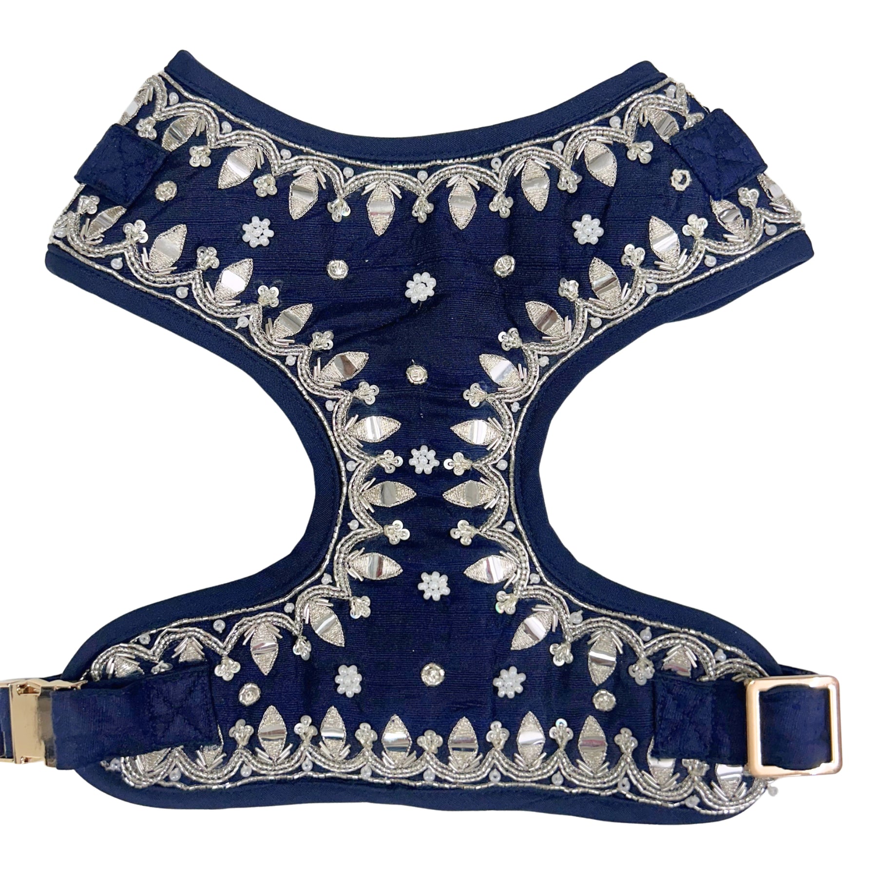 BLUE SILVER EMBELLISHED HARNESS + LEASH FOR DOG AND CATS