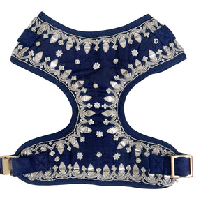 BLUE SILVER EMBELLISHED HARNESS + LEASH FOR DOG AND CATS