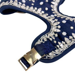 BLUE SILVER EMBELLISHED HARNESS + LEASH FOR DOG AND CATS