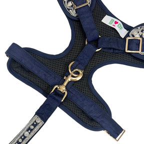 BLUE SILVER EMBELLISHED HARNESS + LEASH FOR DOG AND CATS