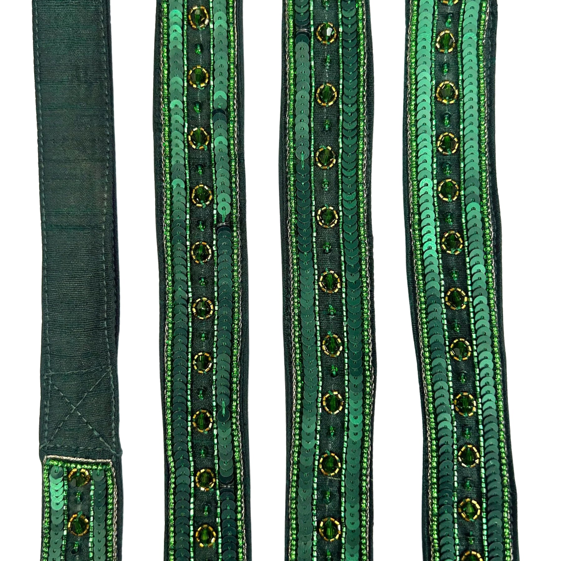 EMERALD GREEN GOLD STONE WORK HAND EMBROIDERED HARNESS + LEASH FOR DOGS AND CATS