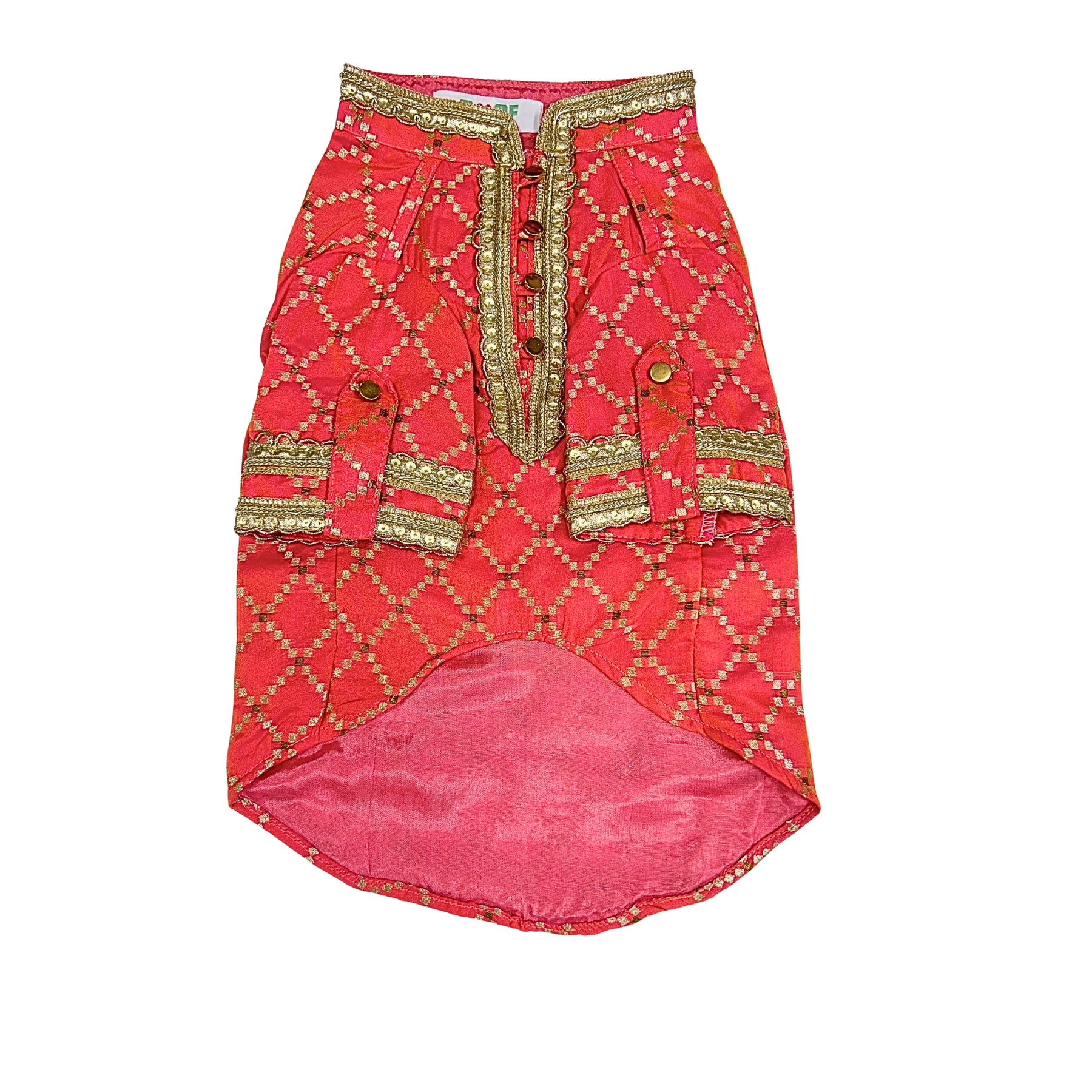 TWO TONE RED BROCADE KURTA FOR DOGS AND CATS
