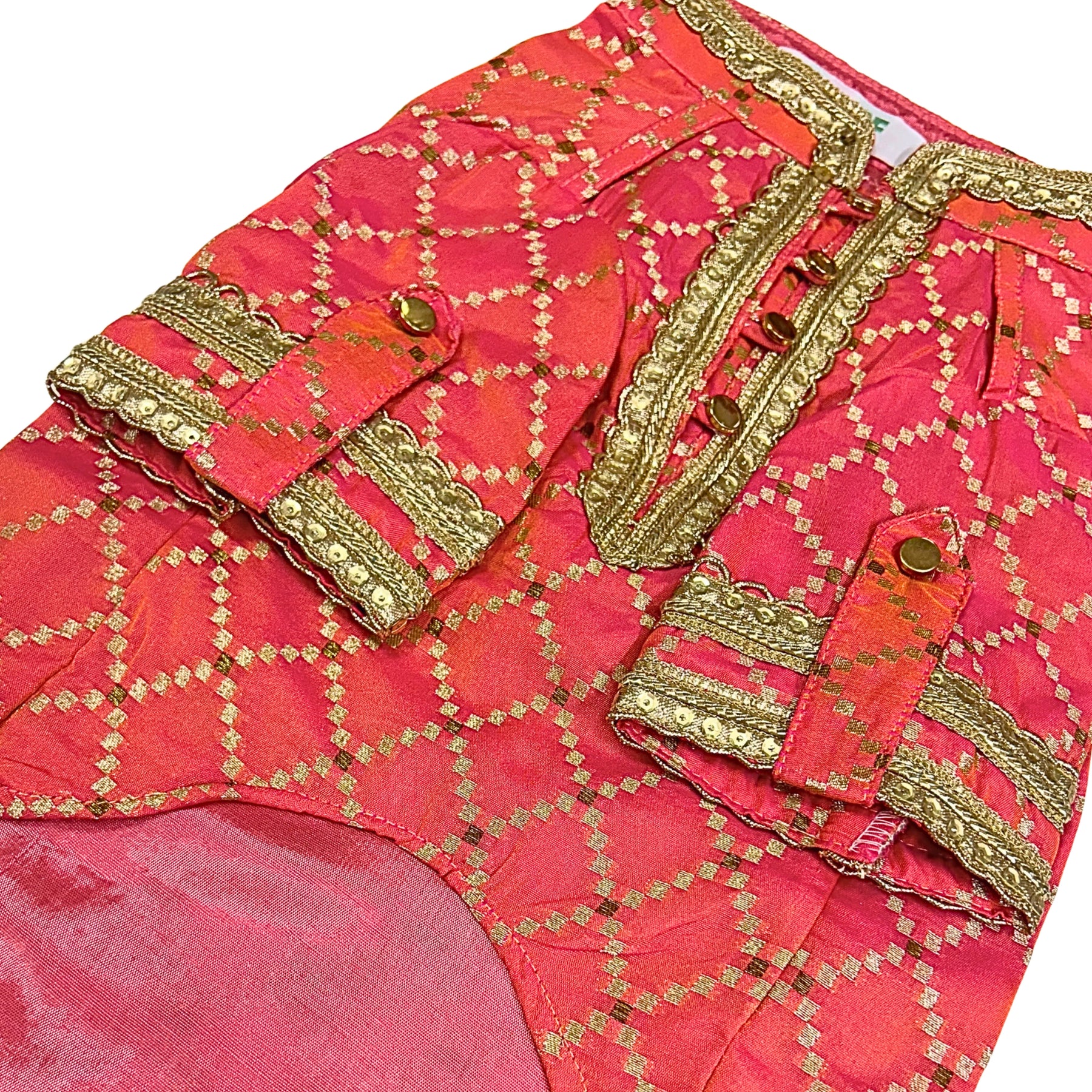 TWO TONE RED BROCADE KURTA FOR DOGS AND CATS