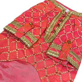 TWO TONE RED BROCADE KURTA FOR DOGS AND CATS