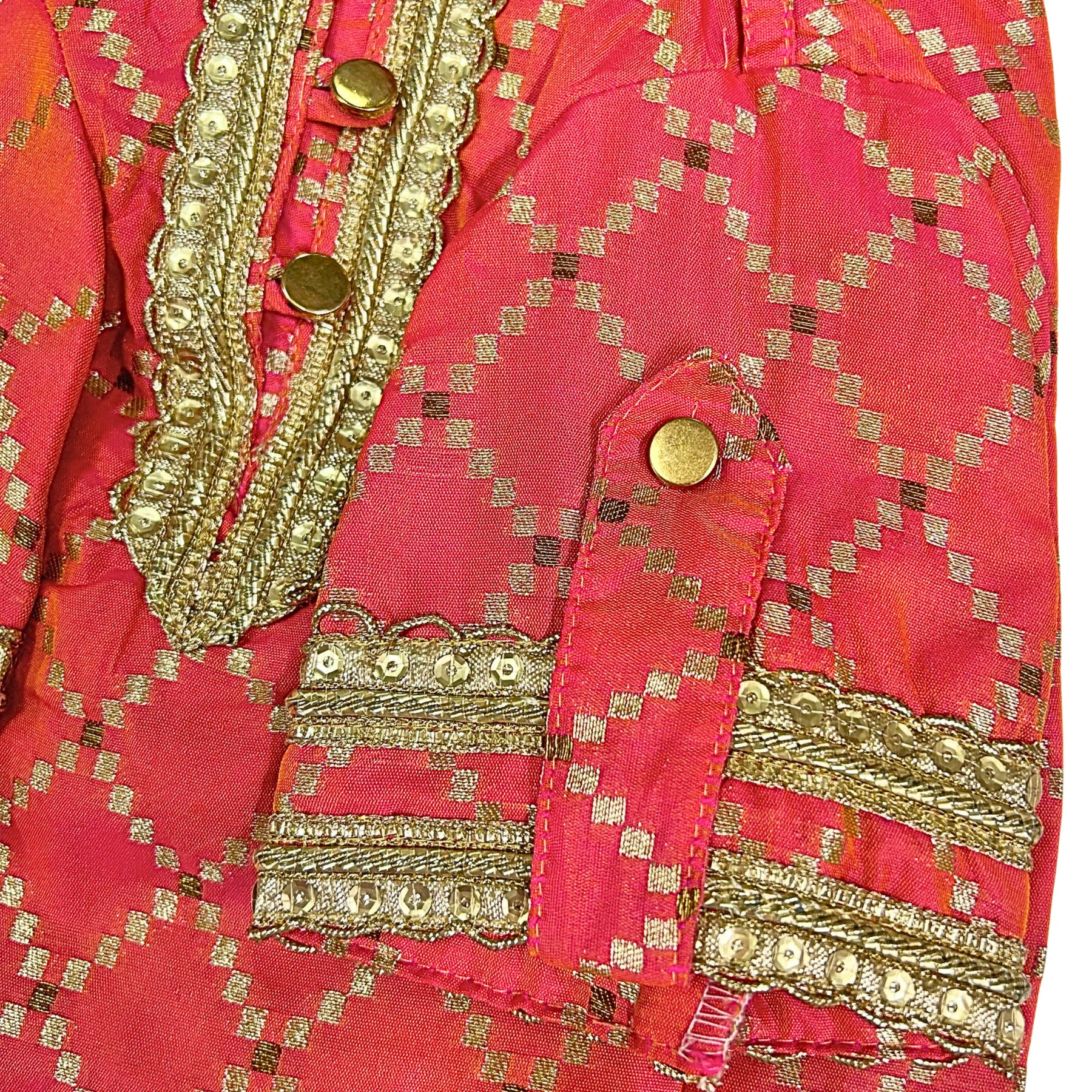 TWO TONE RED BROCADE KURTA FOR DOGS AND CATS