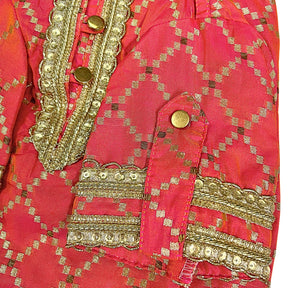 TWO TONE RED BROCADE KURTA FOR DOGS AND CATS