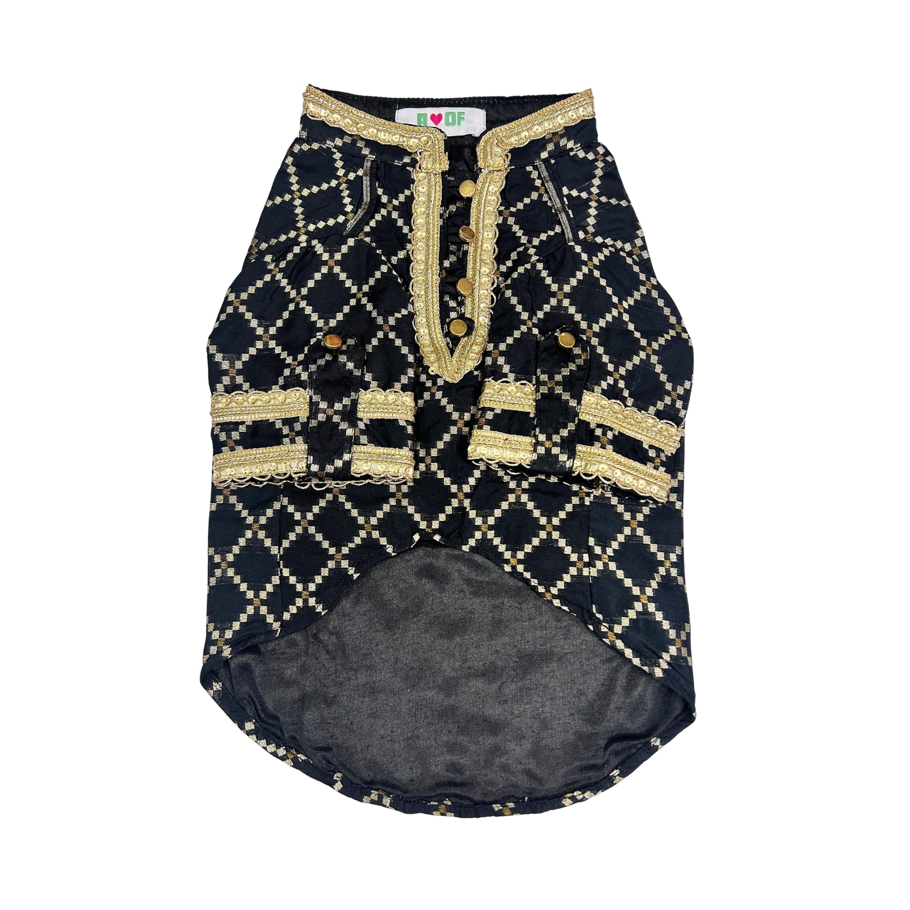 BLACK BROCADE KURTA FOR DOGS AND CATS