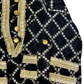BLACK BROCADE KURTA FOR DOGS AND CATS
