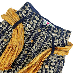 NAVY BLUE LEAF DOG KURTA