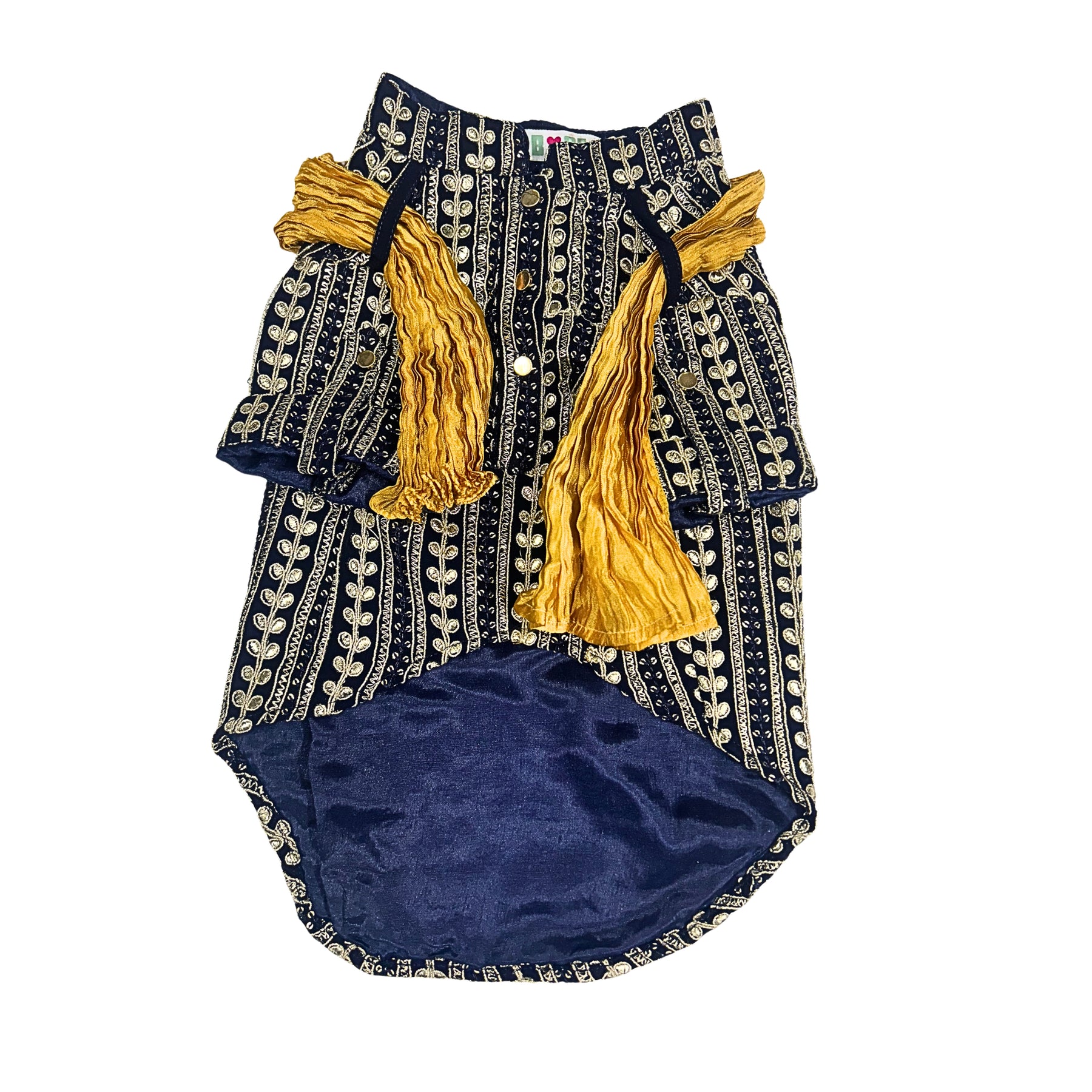 NAVY BLUE LEAF DOG KURTA