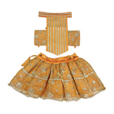 MUSTARD YELLOW FLORAL TISSUE LEHENGA FOR DOGS AND CATS