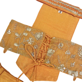 MUSTARD YELLOW FLORAL TISSUE LEHENGA FOR DOGS AND CATS
