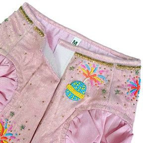 PASTEL PINK DESI PATAKA HAND EMBROIDERED LEHENGA FOR DOGS AND CATS