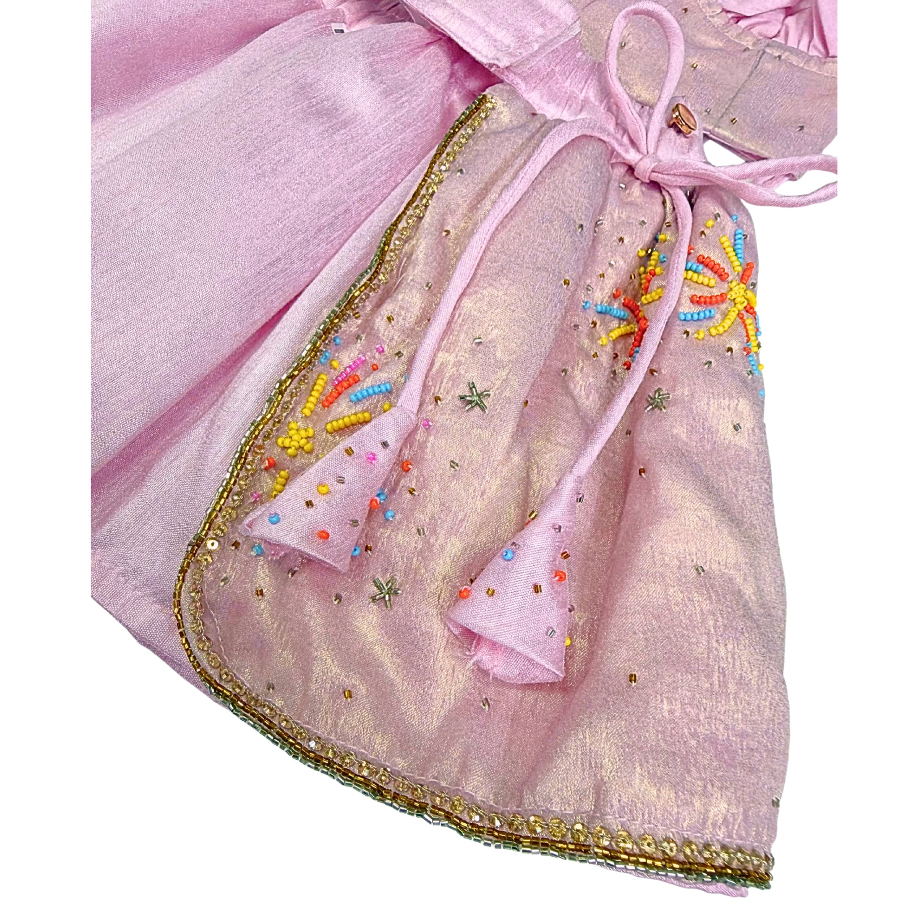 PASTEL PINK DESI PATAKA HAND EMBROIDERED LEHENGA FOR DOGS AND CATS