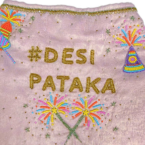 PASTEL PINK DESI PATAKA HAND EMBROIDERED LEHENGA FOR DOGS AND CATS