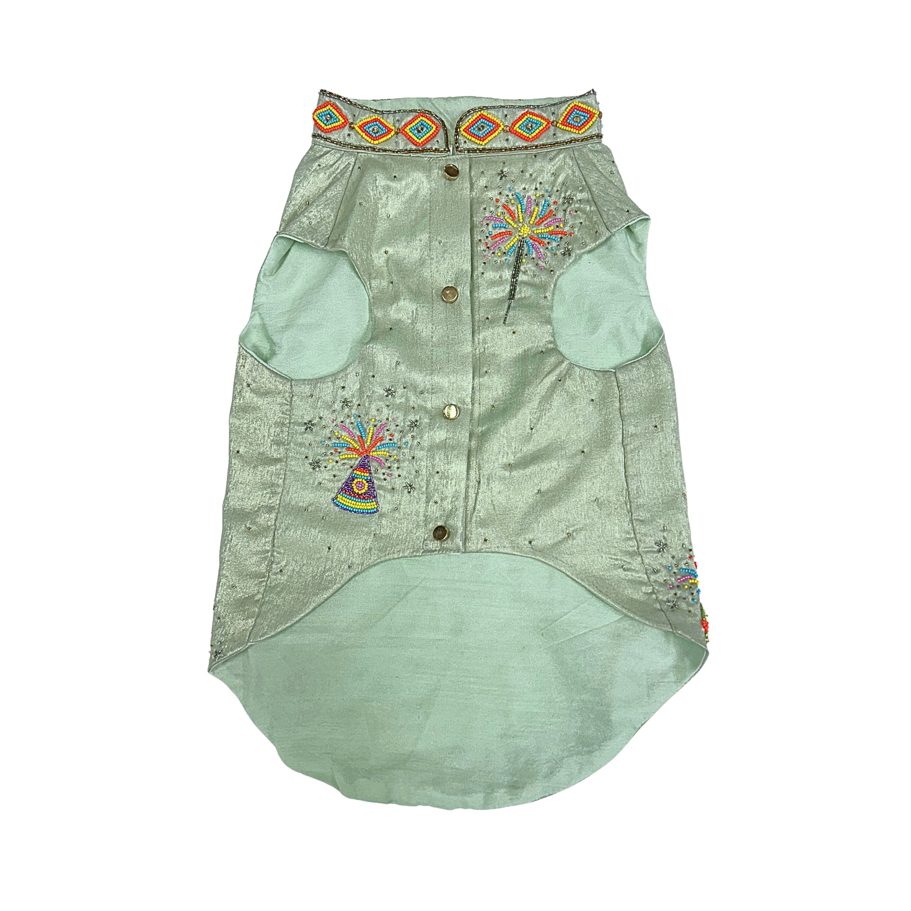 MINT GREEN DESI PATAKA HAND EMBROIDERED SHERWANI FOR DOGS AND CATS