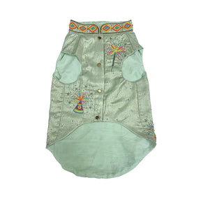 MINT GREEN DESI PATAKA HAND EMBROIDERED SHERWANI FOR DOGS AND CATS