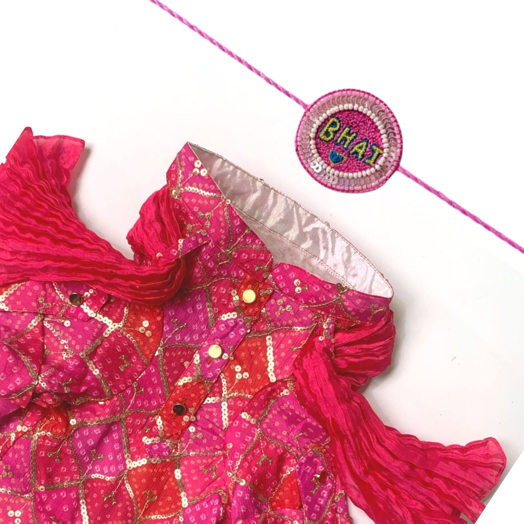PINK DIAMOND DOG KURTA + PINK BHAI RAKHI FOR DOGS AND CATS