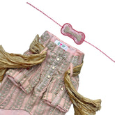 PEACH PINK LEAF DOG KURTA+LIGHT PINK PEARL RAKHI FOR DOGS AND CATS