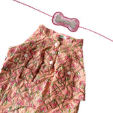 FLOWER PINK GOTA DOG KURTA+LIGHT PINK PEARL RAKHI FOR DOGS AND CATS