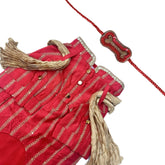 CARROT RED ZARI WORK DOG KURTA + RED BONE RAKHI FOR DOGS AND CATS