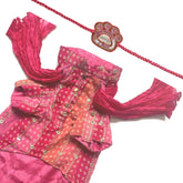 PINK MIRROR DROP DOG KURTA+PINK PAW-SOME RAKHI FOR DOGS AND CATS