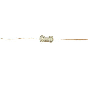 OFF WHITE GOLD LEAF DOG KURTA+OFF-WHITE PEARL GOLD BONE RAKHI FOR DOGS AND CATS