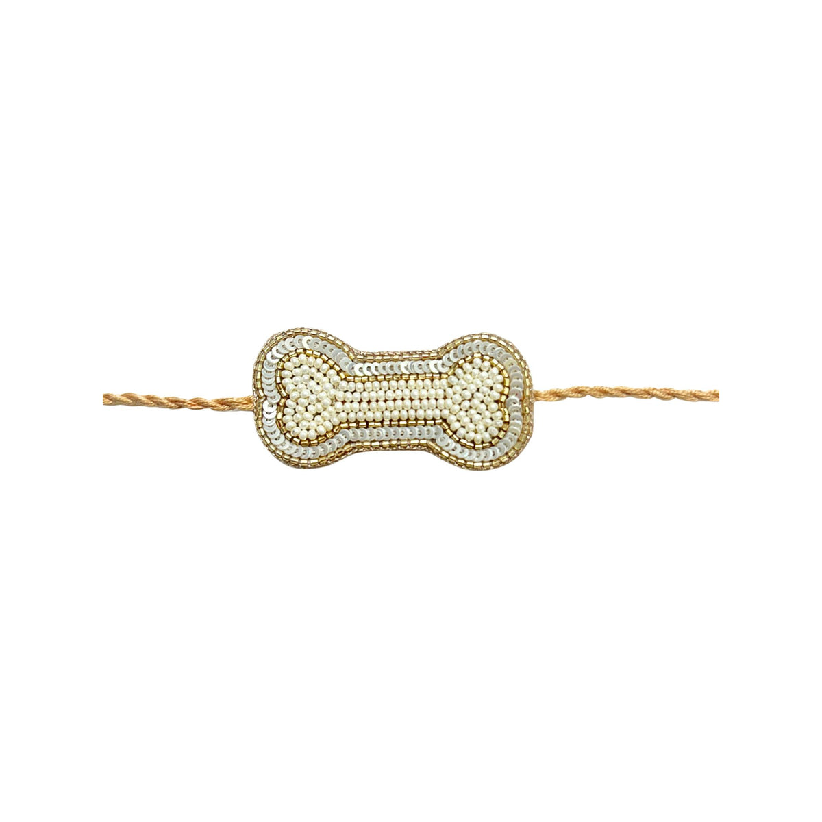 OFF-WHITE PEARL GOLD BONE RAKHI FOR DOGS AND CATS