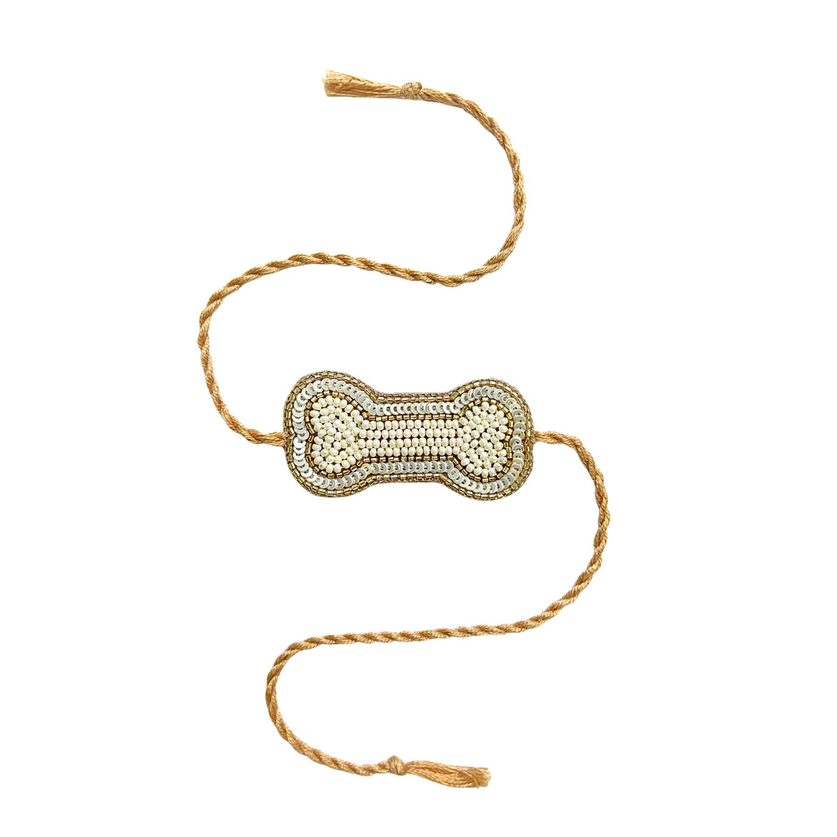 OFF-WHITE PEARL GOLD BONE RAKHI FOR DOGS AND CATS