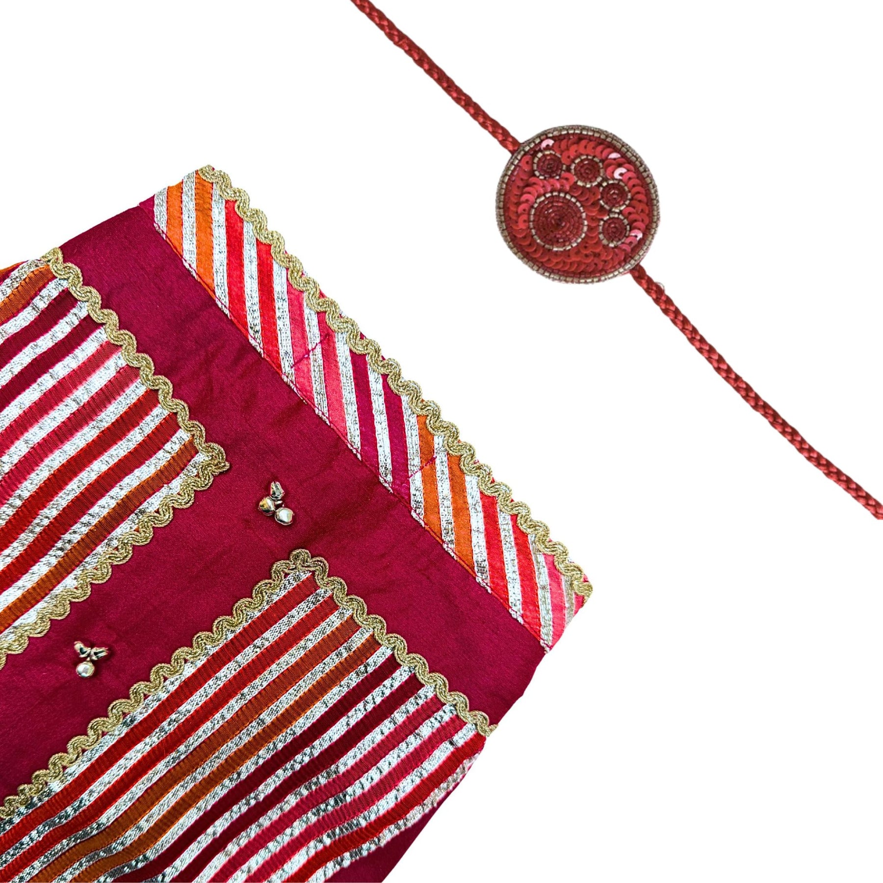 KHANAK CRIMSON RED KURTA + RED PAW RAKHI FOR DOGS AND CATS