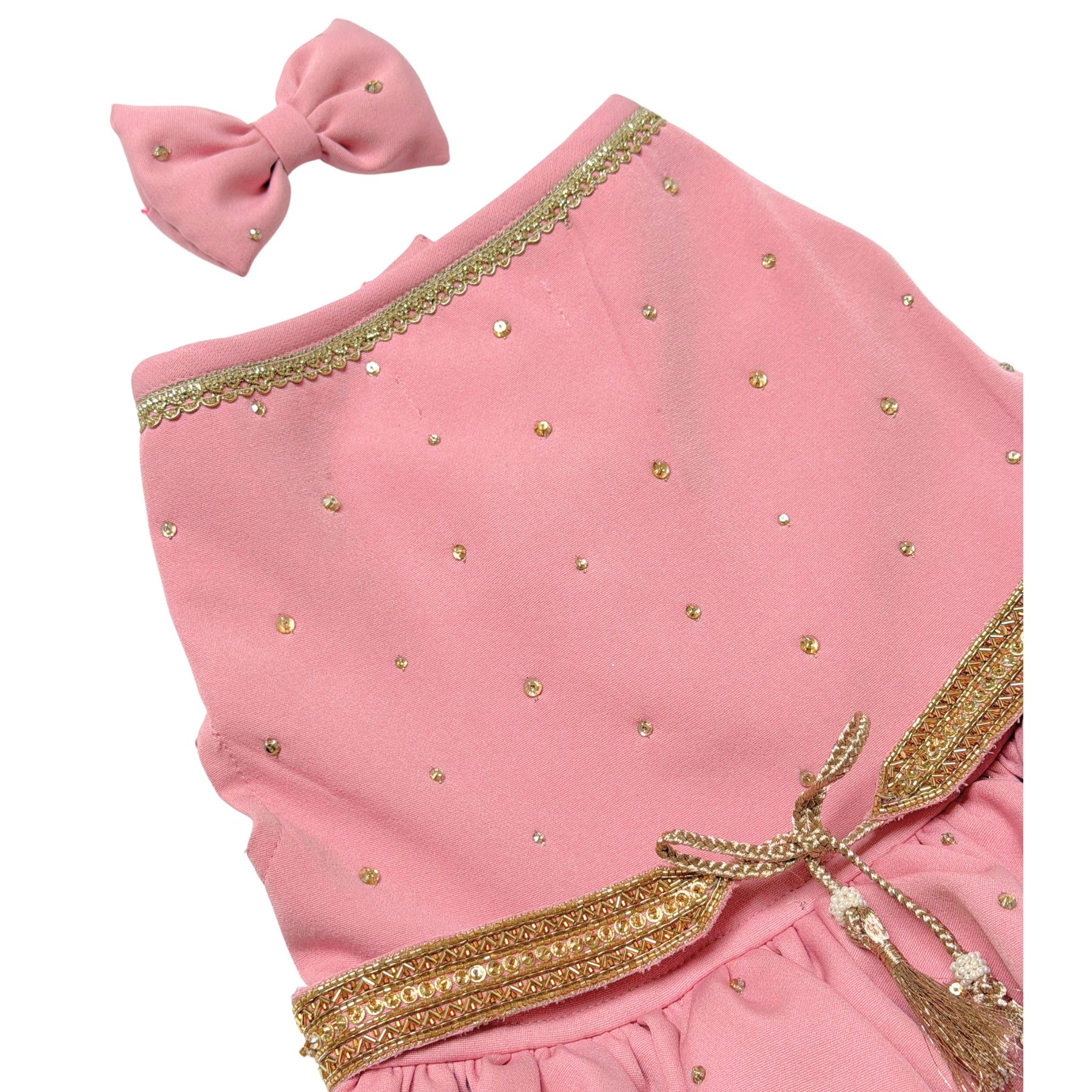 PEACH PINK CRYSTAL MAJESTRY DRESS FOR DOGS AND CATS