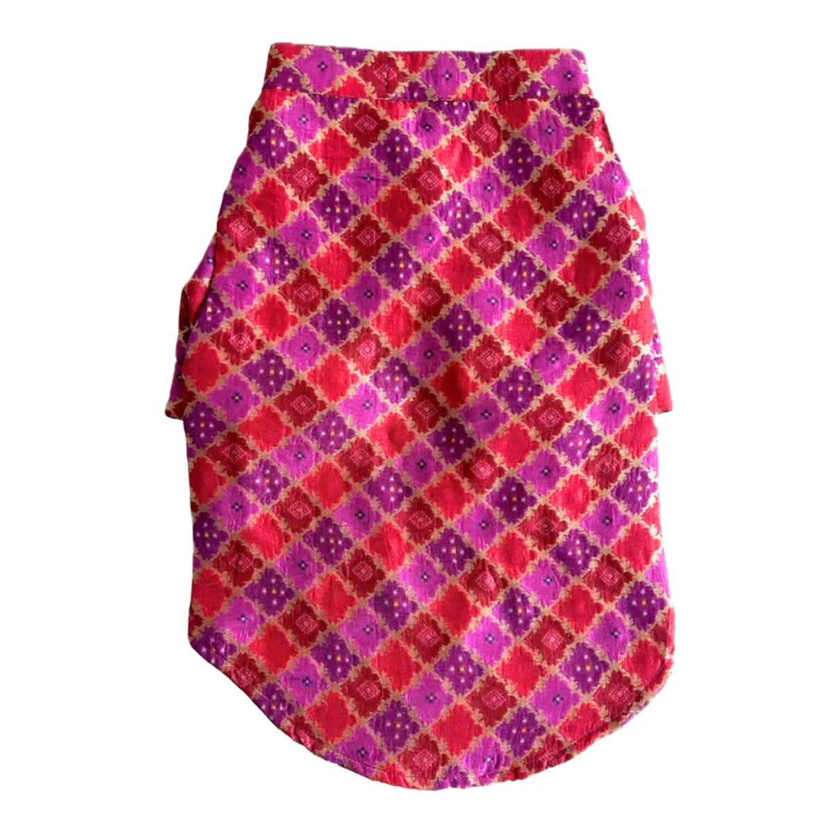 PURPLE TWO TONE BROCADE DOG KURT + PINK GOLD BONE RAKHI FOR DOGS AND CATS