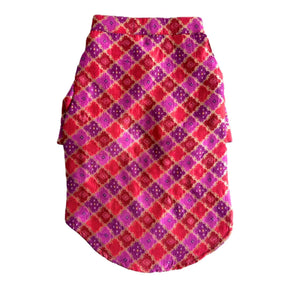 PURPLE TWO TONE BROCADE DOG KURTA+YELLOW STAR WOOF RAKHI