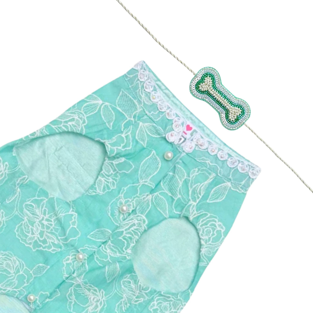 AQUA GREEN OFF-WHITE EMBROIDERY SHERWANI FOR DOGS AND CATS