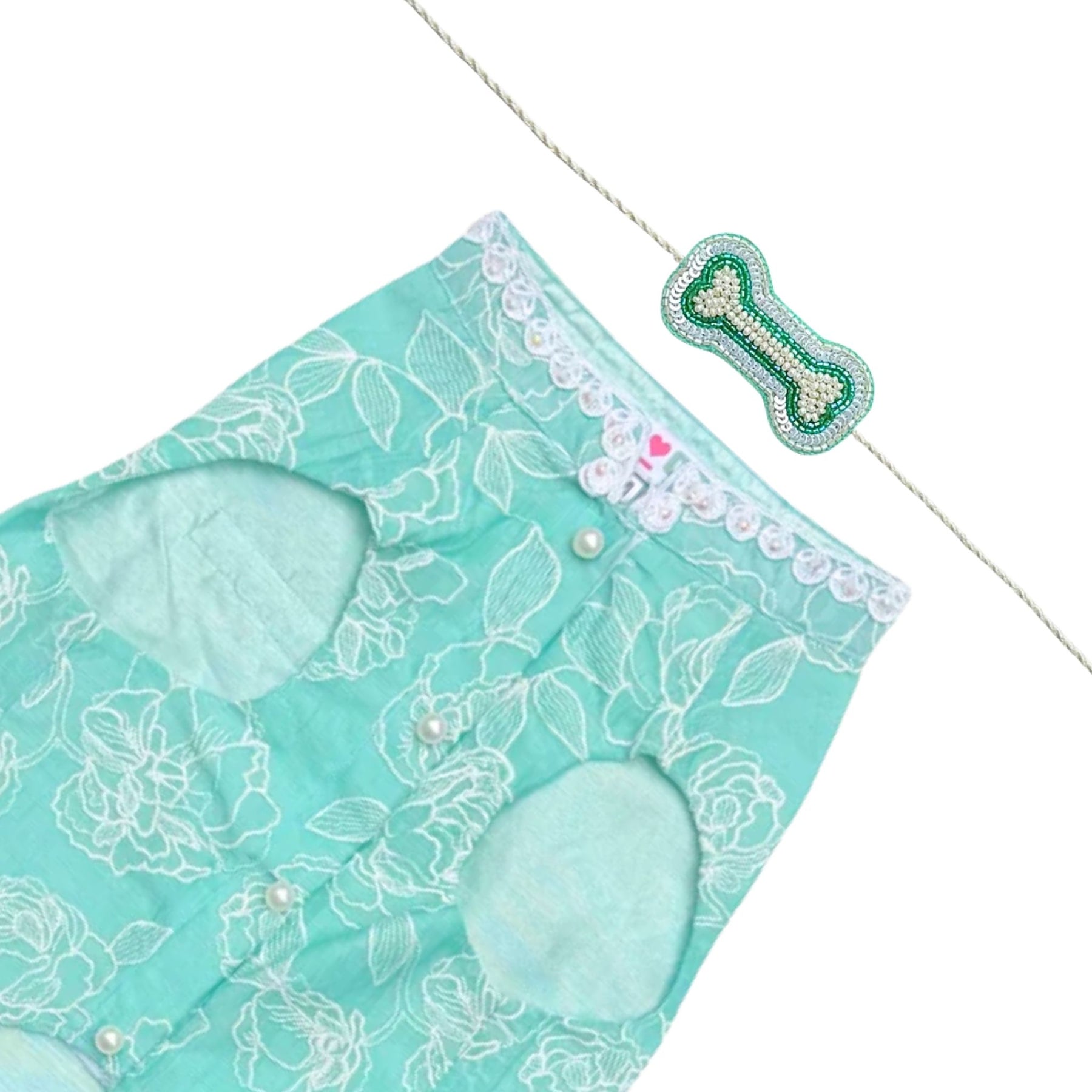 AQUA GREEN OFF-WHITE EMBROIDERY SHERWANI FOR DOGS AND CATS