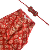 RED COTTON BUTA DOG KURTA + RED BONE RAKHI FOR DOGS AND CATS