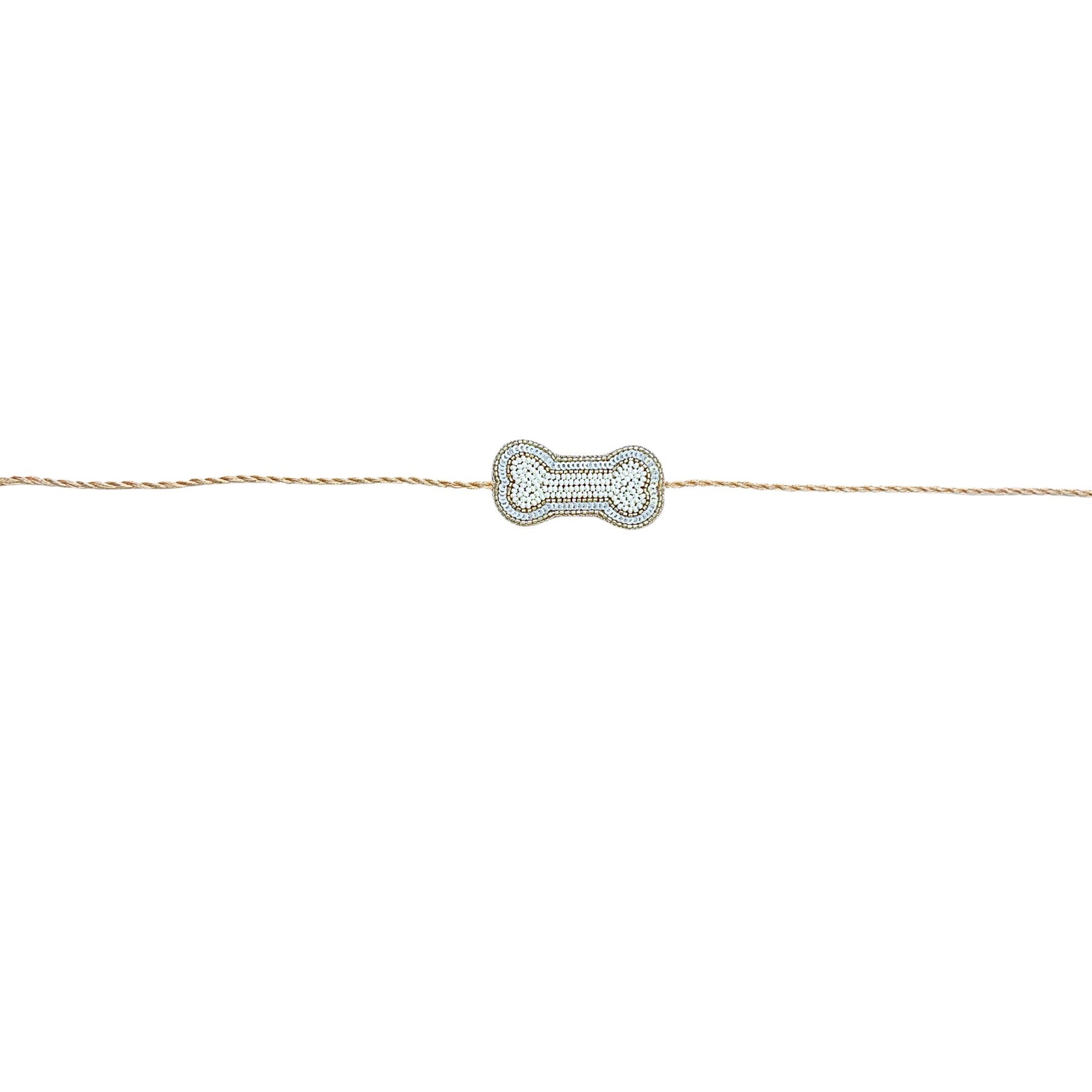 OFF-WHITE PEARL GOLD BONE RAKHI FOR DOGS AND CATS