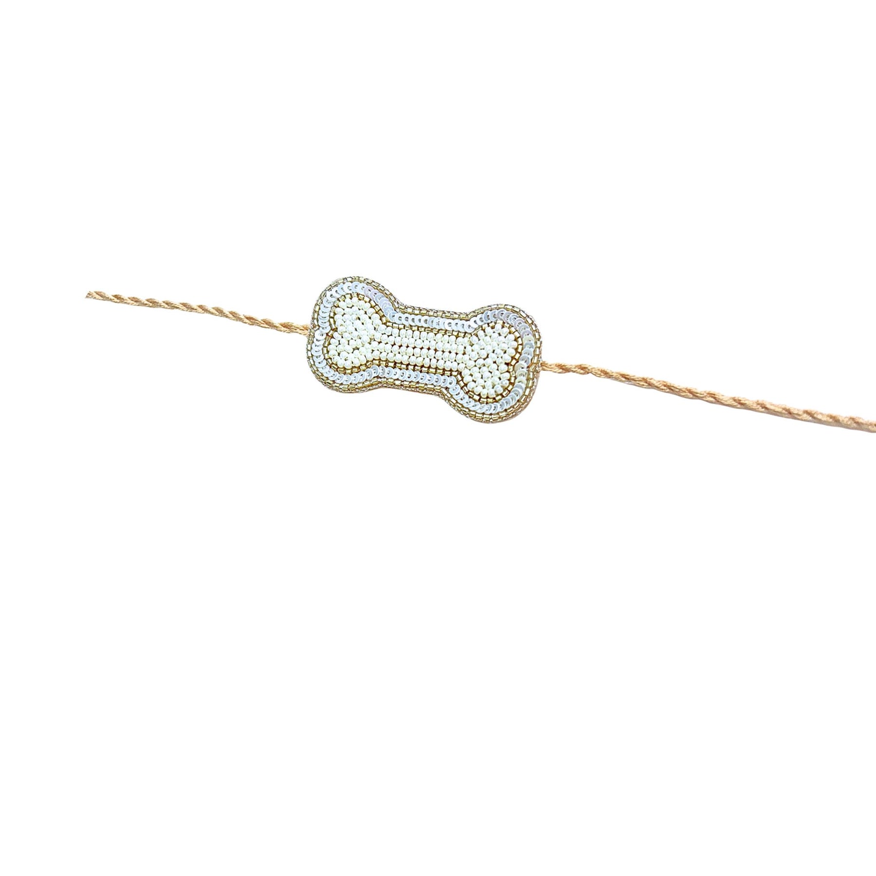 OFF-WHITE PEARL GOLD BONE RAKHI FOR DOGS AND CATS
