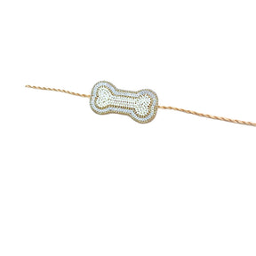 OFF-WHITE PEARL GOLD BONE RAKHI FOR DOGS AND CATS